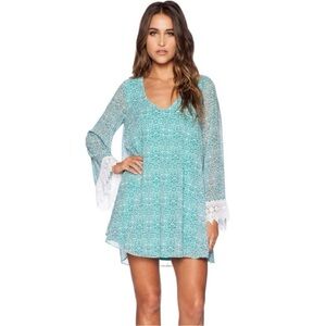 Boho Teal Lace Sleeve Tunic Mini Dress Coverup Show Me Your Mumu Small